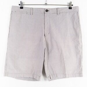 Banana Republic Aiden Shorts Men Sz 38 Gray White Check Cotton Flat Front Casual